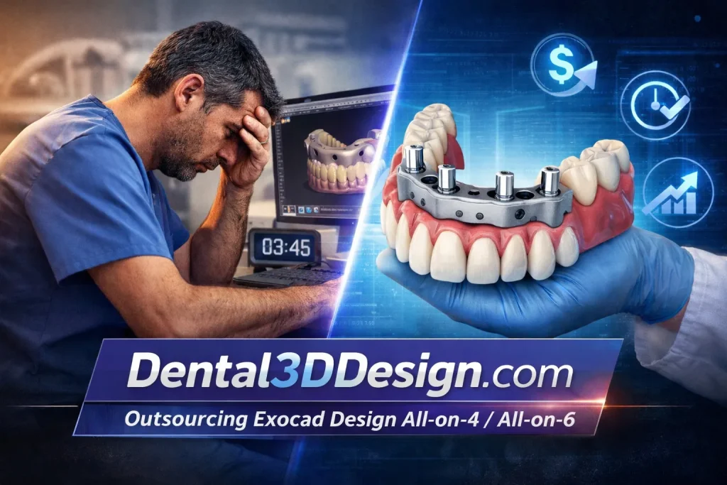 Outsourcing Exocad design All-on-4 All-on-6 dental implant modeling